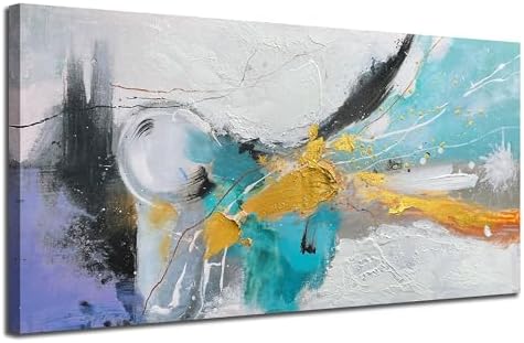 Arjun Large Abstract Wall Art Canvas for Living Room Black and White Painting for Mens Room Textured Hand Painted Modern Picture Bedroom Home Office Wall Decor, Framed Extra Large 58″x29″