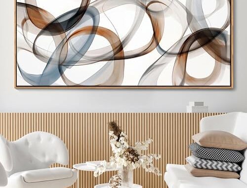 Large Wall Art – Framed Canvas Wall Art Abstract Wall Decor for Living Room – Modern Minimalist Style Artwork Decorations Wooden Frames for Canvas Paintings 29×58IN